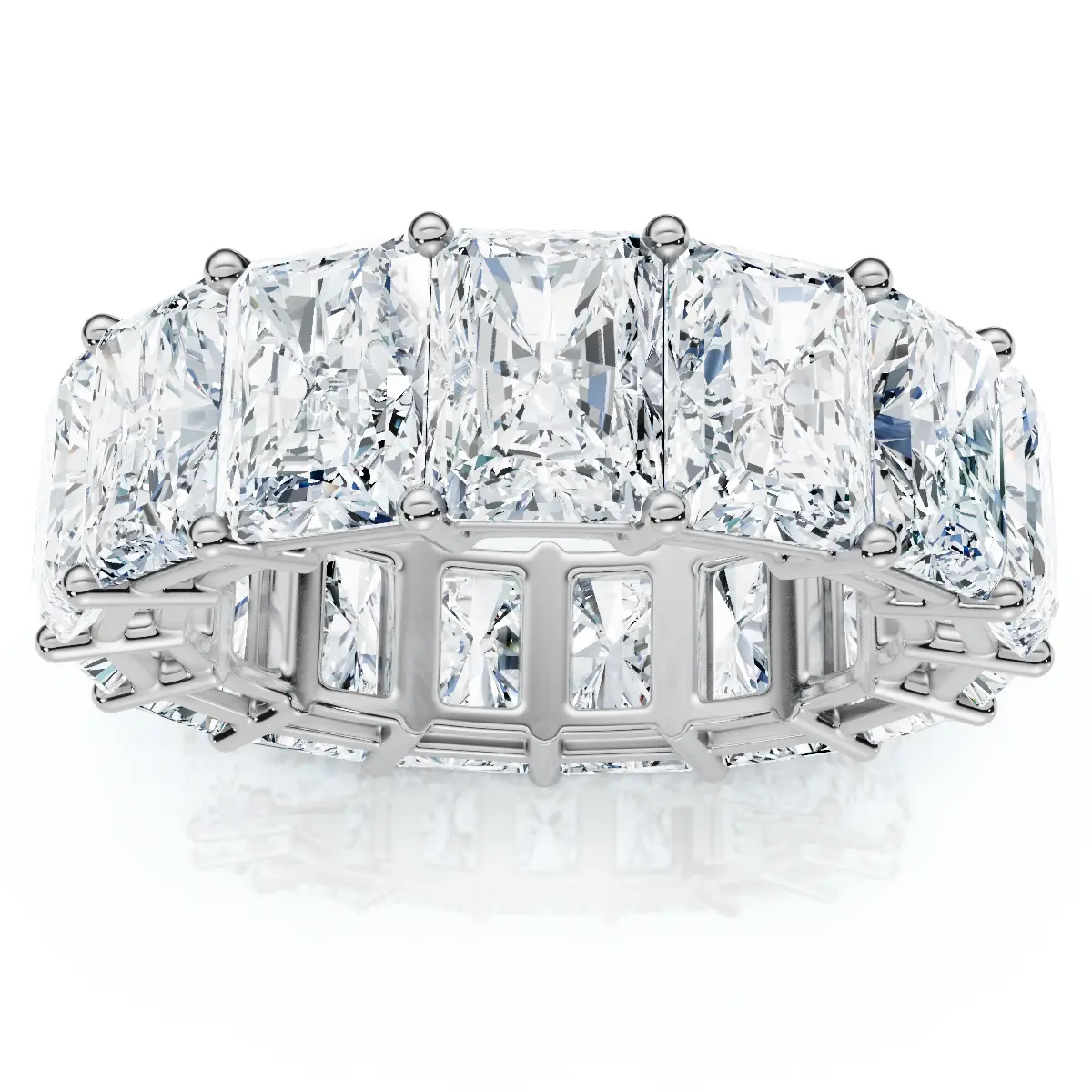 5Ct Radiant Cut Diamond 14k White Gold Eternity Wedding Ring Lab Grown