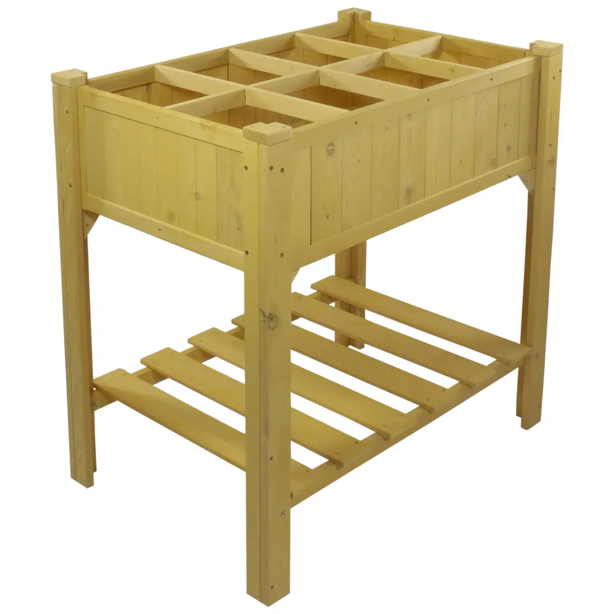 NorthLight 34740453 3 ft. Wooden Raised Garden Bed Planter Box with Shelf