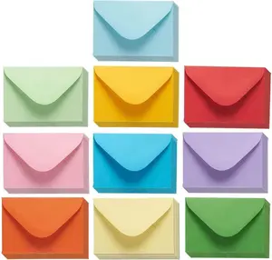 100 Count 4 x 2.7 Inches Assorted Color Gift Card Envelopes, Small Envelope with Gummed Seal, Mini Cash Envelopes for Business Cards, Saving Money, Gifts, 10 Colors (4 x 2.7 Inches)