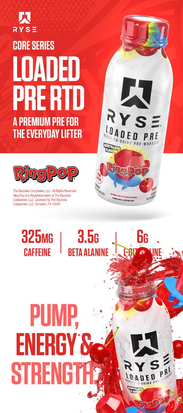 RYSE Loaded Pre Workout Drink - Sugar-Free, Ready to Drink Energy Supplement with 325mg Caffeine for Focus & Pump - 12 fl oz (Pack of 12)