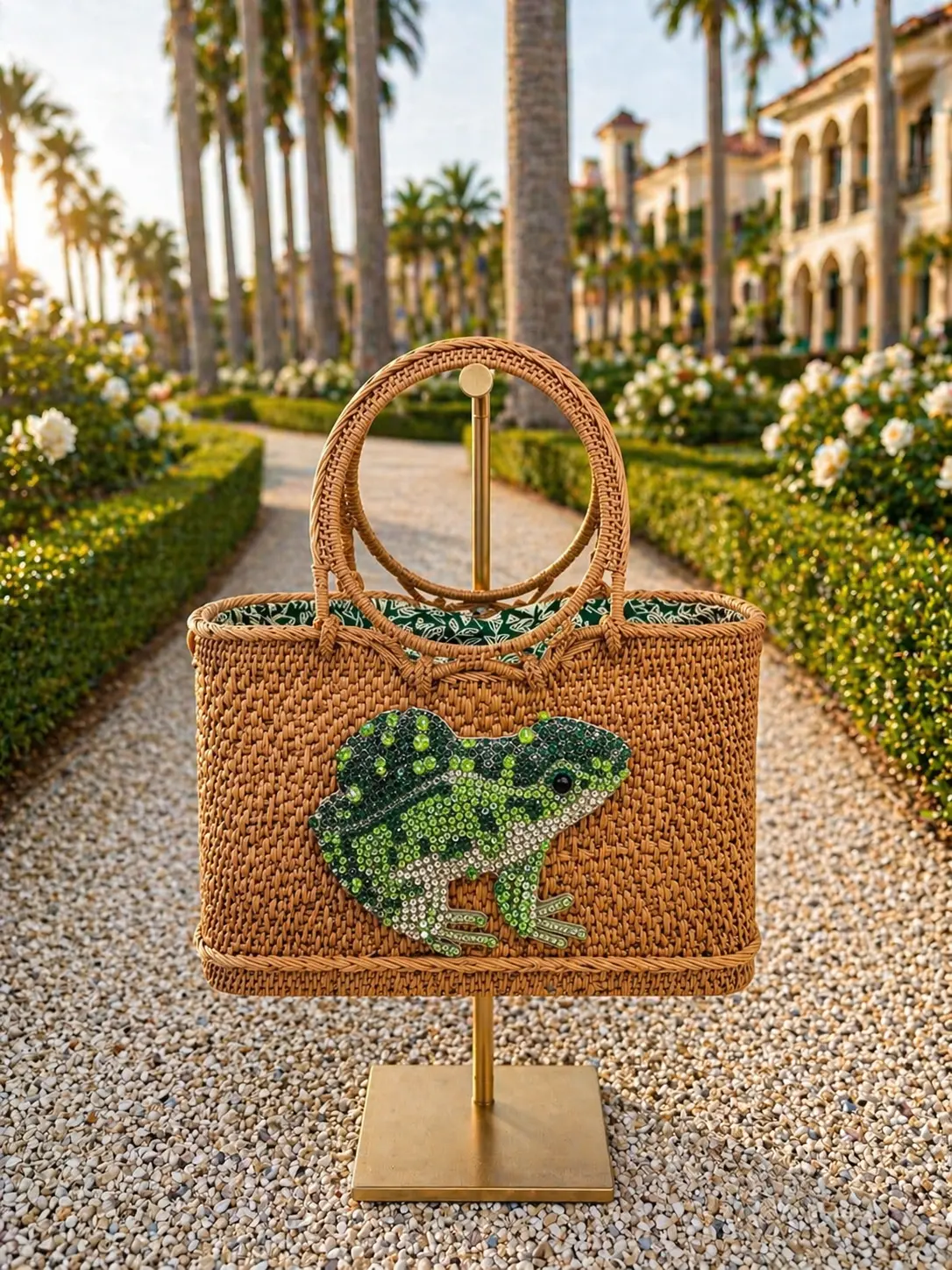 Crystal Frog Woven Handbag