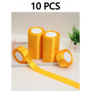 10 Rolls Satin Ribbon for DIY Crafts – Perfect for Rose Flowers, Cake Decoration, Gift Wrapping, Weddings, Parties, Graduation, Easter, Mother’s Day, Birthdays, Bridal & Bridesmaid Gifts, Back to School, Hair Clips, and Handmade Projects
