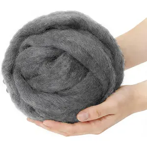 Needle Felting Wool Grayish Blue, 3.4oz Wool Roving, Wool Roving for Needle Felting for Needle Felting Wet DIY Hand Spinnings (Grayish Blue)