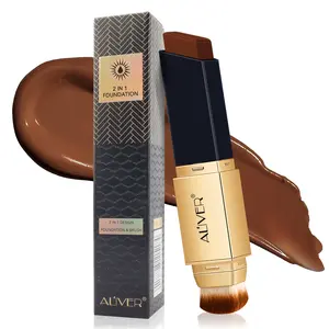 ALIVER 2 in 1 Foundation Stick Tan 12g, Multifunctional Face Makeup Foundation Stick & Contouring Stick, Natural Matte Makeup Effect, Long-lasting Waterproof