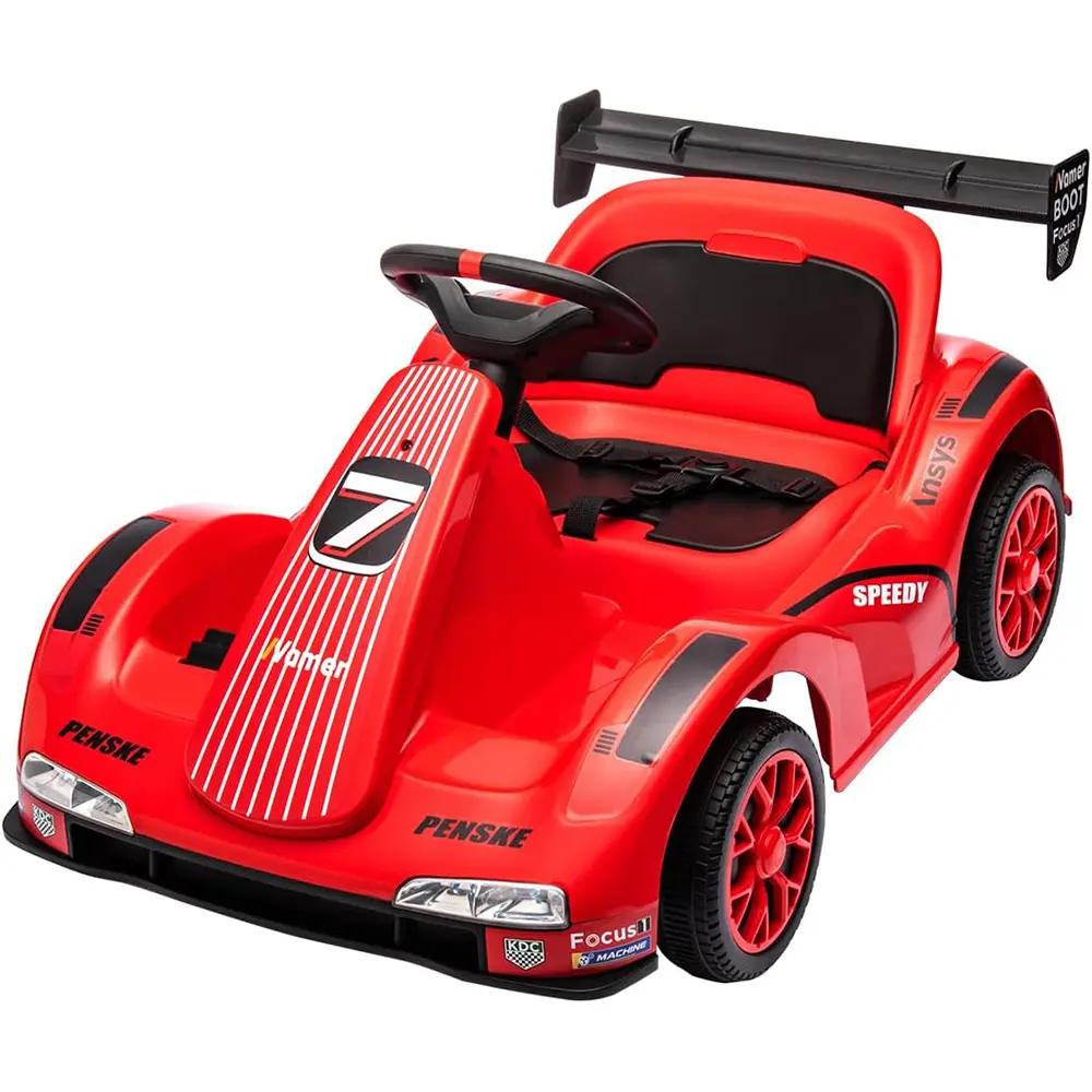 Gaomon Kids' 6V Electric Go-Kart Ride-On Toy with Remote Control, Red Plastic (PP) Body, CPSIA Safety Certified, Dual Motors, LED Headlights, Ride on Wheels, Wear-Resistant Wheels
