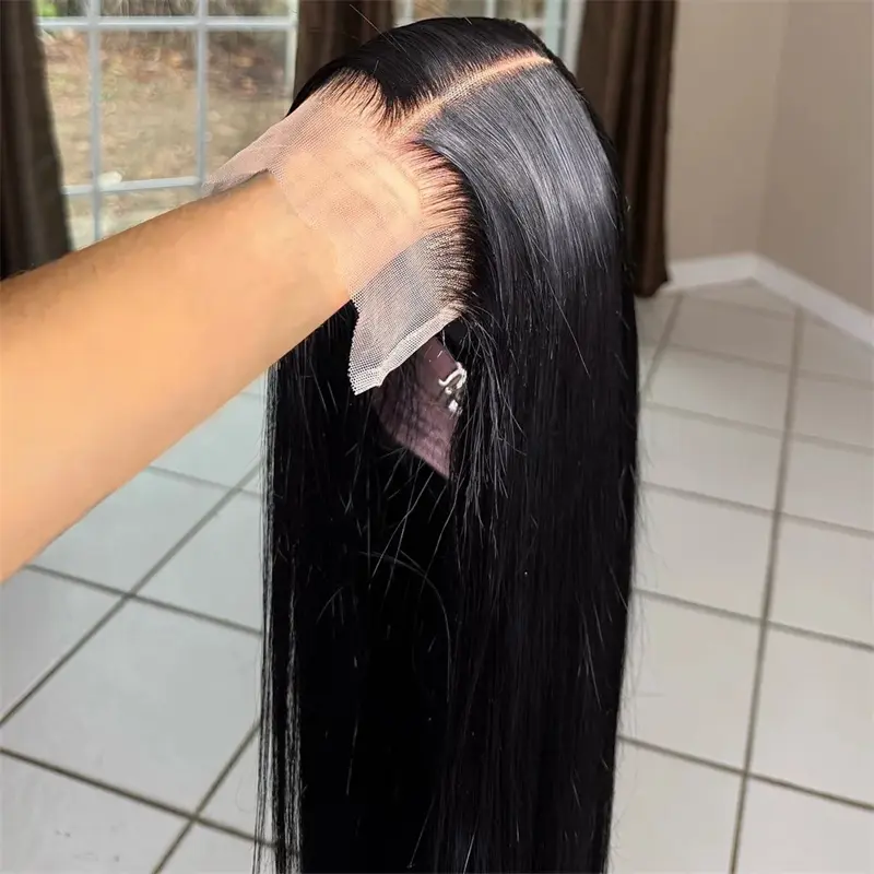human hair bone yes wigs 14"-36" Available 4x4 Lace Closure Wig For Black Women Real Human Hair Wig HD Lace Frontal Wig Straight Human Hair Lace Front Wig Glueless Plucked with Baby Hair Transparent Lace Front Wig Human Hair skinlike real hd lace closure