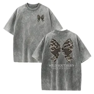 Vintage Camo Bow Hunting Shirt, Wild Southern Camo T-shirt, Simply Printed Graphic Shirt, Daily Casual Cotton Womenswear