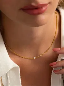 Elegant Women's Necklace with Zirconia Stones, Simple Design Jewelry for Daily Wear & Gift Giving, Perfect Accessory for Her, Sparkling CZ Necklace, Zirconia Neck Chain