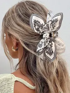 Boho Style Bow Decor Hair Claw, Flower Hair Clip, Goddess Hair Clip, Fashionable Hair Accessories for Women & Girls, Casual Versatile Hair Accessories for Daily Wear