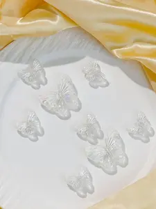 Elegant Women's Summer Sandals with Butterfly Accessories, Rhinestone Decorations, Decorative Elements, Set of 8 Cute Shoe Charms, Heart & Butterfly Designs