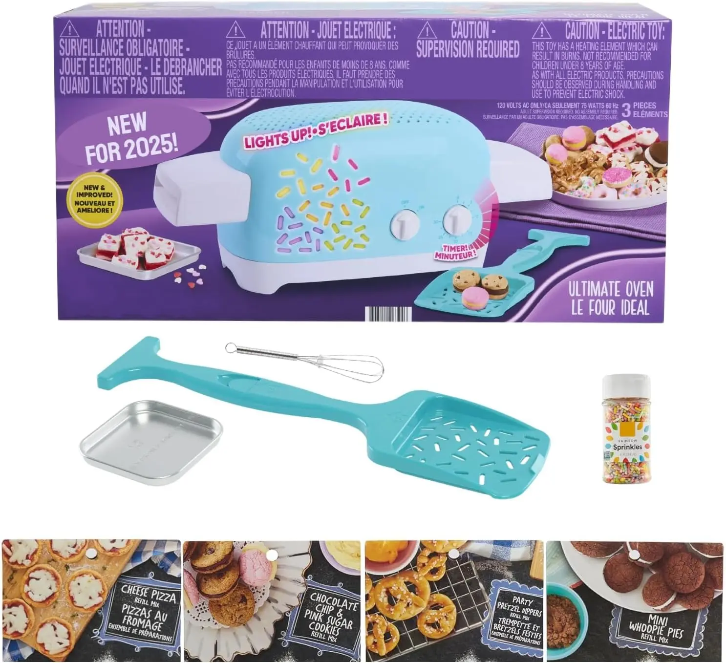 Ultimate Easy Bake Oven Baking Bundle - Oven, Cookie, Pretzel, Pizza Mixes + Sprinkles & Whisk for Kids 8+