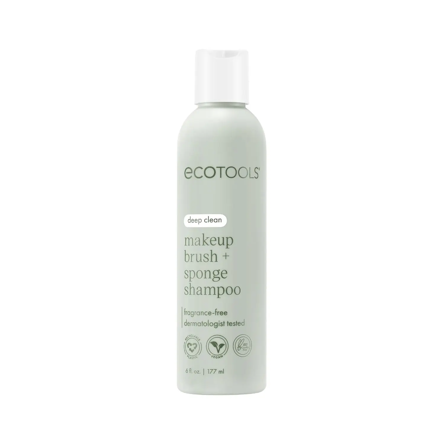 EcoTools Makeup Brush + Sponge Shampoo, Remove Makeup & Impurities From Brushes, Sponges, & Puffs, Fragrance-Free Brush Cleanser