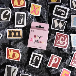 Vintage A-Z Letter Stickers Mini Box Set, Decorative Alphabet Stickers for Scrapbooking and Journaling, 52 Pieces