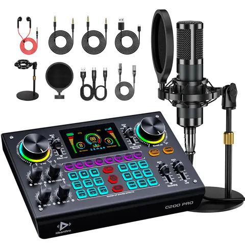 【US】Ideanthro C200PRO-P15 Sound Card Mixer, Podcast Bundle Live with XLR Microphone Connector, Professional Chipset, ouch Voice Change for Podcast,Recording,Vocal,Game VoiceOK，#TikTokShopBlackFriday