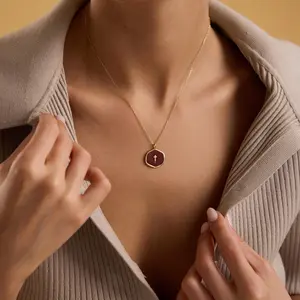 Tewiky 14K Gold Plated Cross Necklace for Women - Dainty Simple Gold Plated Cross Red Pendant Elegant & Hypoallergenic Brass Party Jewelry For Valentine's Day gifts