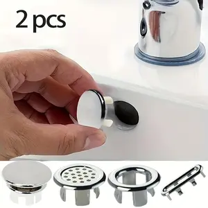 Two Plastic Overflow Covers for Bathroom Sink Holes, Suitable for Kitchen And Bathroom Drain Covers, Round Overflow Ring Plugs