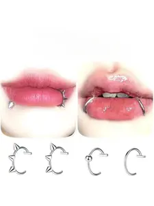 This lip ring can be worn without drilling and its style blends hip-hop, punk, and gothic elements. Side Labret Jewelry