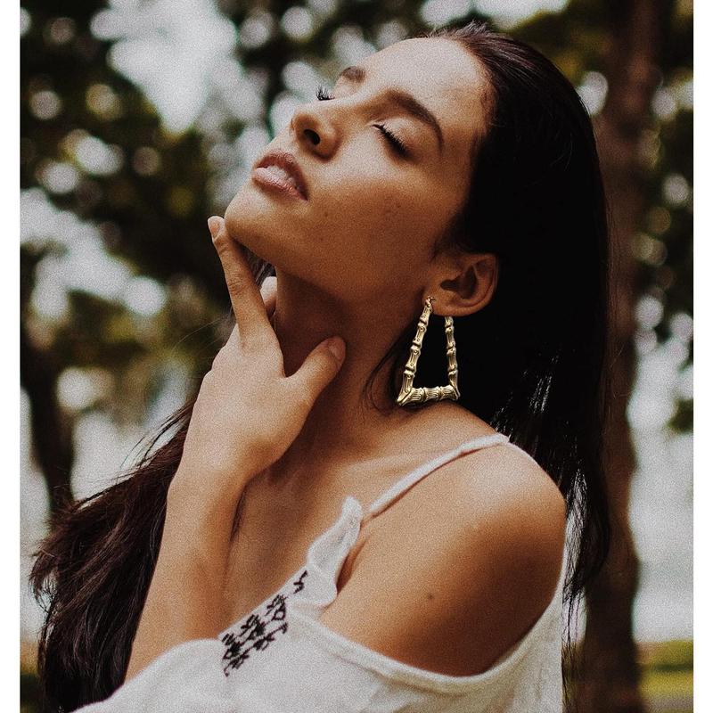 FLORIDECO 6 Pairs Bamboo Earrings Set Hollow Casting Hip-Hop Large Bamboo Earring for Women Oversize Different Shape Golden Hoop Earrings Set Fashion Rapper Accessories Jewelry Daily