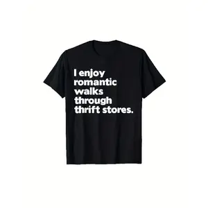 Fascinating T-Shirt from a Thrift Shop - "I Enjoy Wandering Through Thrift Stores" Design T-Shirt - Black with White Text - Unisex Comfortable Casual Shirt - Retro Thrift Shop Funny Apparel - Available in Unisex Adult Sizes, Comedic Clothing