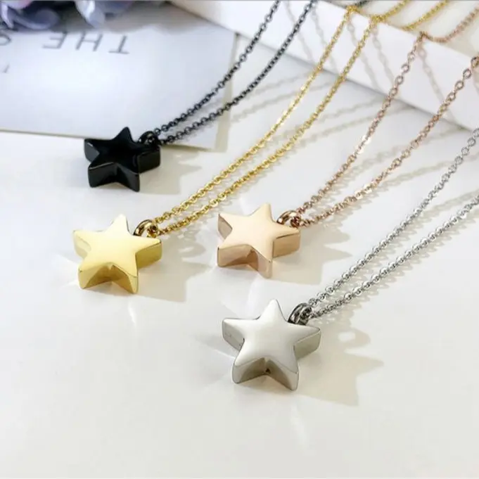 316L Stainless Steel Cremation Ashes Star Pendant Necklace