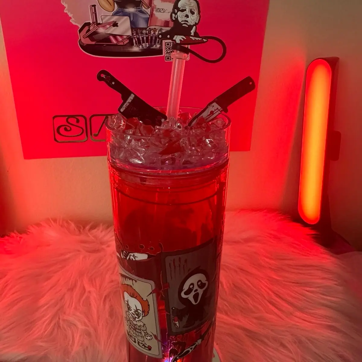 Custom Halloween Inspired Plastic Tumbler with Halloween Lid - Personalized Drinkware Water Bottles Bottle Washable