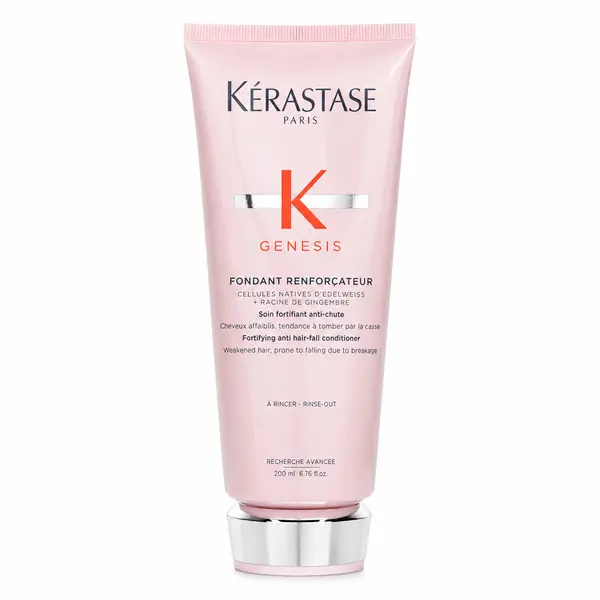 Kerastase Genesis Fondant Renforcateur Lightweight Cream Anti Hair Fall Conditioner - Ginger Root, Edelweiss Native Cells Infused, Restores, Deep Nutrition, Uniform Shinier Stronger Fiber, Softens, Smoothes, Selfcare for Weakened Hair, 200ml/6.8oz