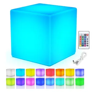 Remote Control Rechargeable Glowing Cube Light, 16 Colors LED Emotion Lamp, Outdoor Waterproof LED Cube for Kindergarten Home Patio Party Decor, Led Effects Rechargeable, Led Mood Light