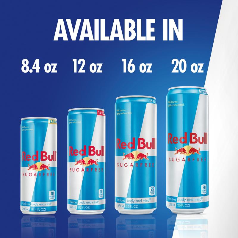 Red Bull Sugarfree Energy Drink, 80mg Caffeine, 8.4 fl oz, Pack of 4 Cans