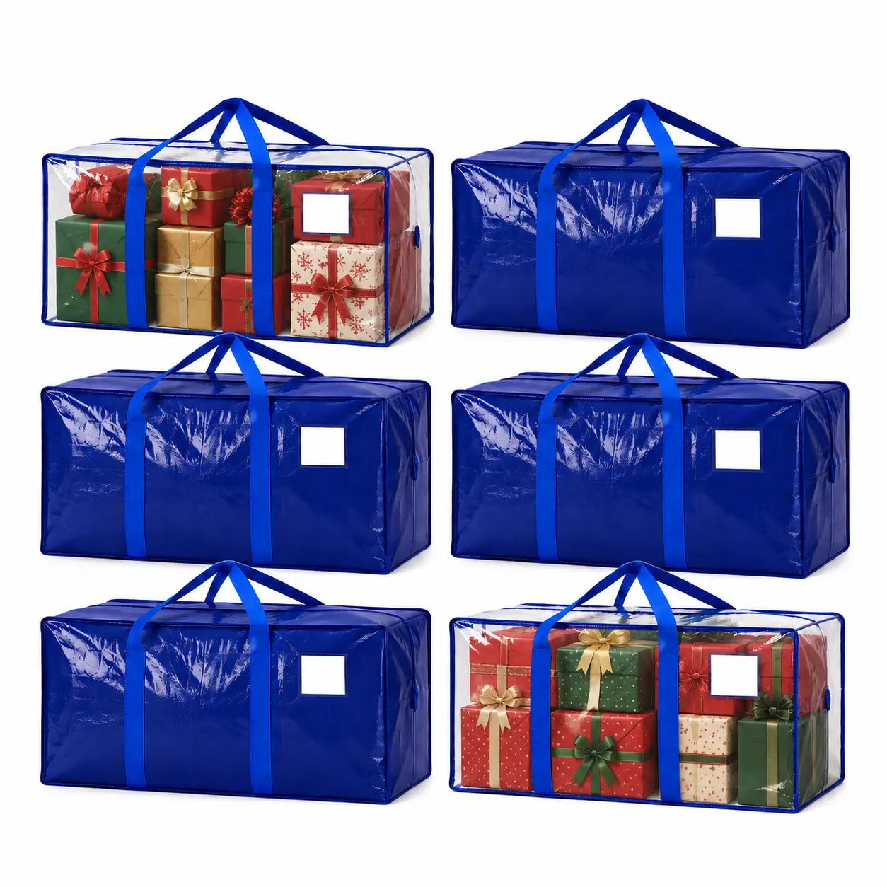 6-Pack Extra Large Heavy Duty Moving Bags with Strong Handles & Reinforced Zippers, Waterproof Foldable Storage Totes for College Dorm Move-In, Clothes, Bedding, Comforters, Closet Organization, Home Storage, Travel & Camping Essentials