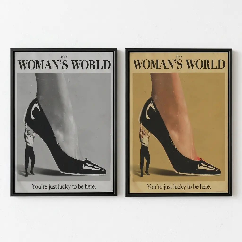It's A Woman's World Vintage Poster, Feminist Wall Art Retro Collage Print, Aesthetic Room Decor, Girl Power Canvas Poster, Gift For Women sohochic