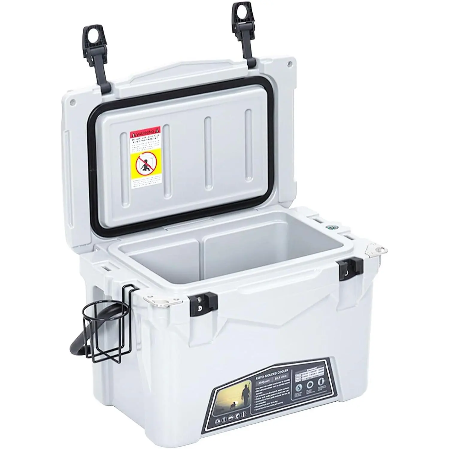 GARVEE White Hard Plastic Insulated Cooler, Portable Ice Chest with Heavy Handle, Sturdy Base, 5-Day Ice Retention for Camping, Beach, Outdoor Adventures
