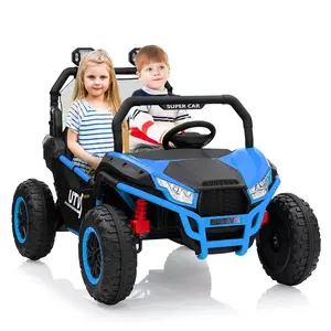 24V Kids Electric UTV with Parent Remote | 2-Seater Off-Road Car w/Bluetooth, LED Lights | Gift for Ages 3+,Blue