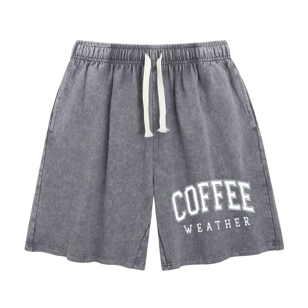 Men's 90s Retro Graphic Sweatshorts - Baggy Acid Wash Cotton Knit, Casual Above-The-Knee Fit with Pockets, Ideal for Halloween, Christmas, Thanksgiving Streetwear Outfits, Sweet Style