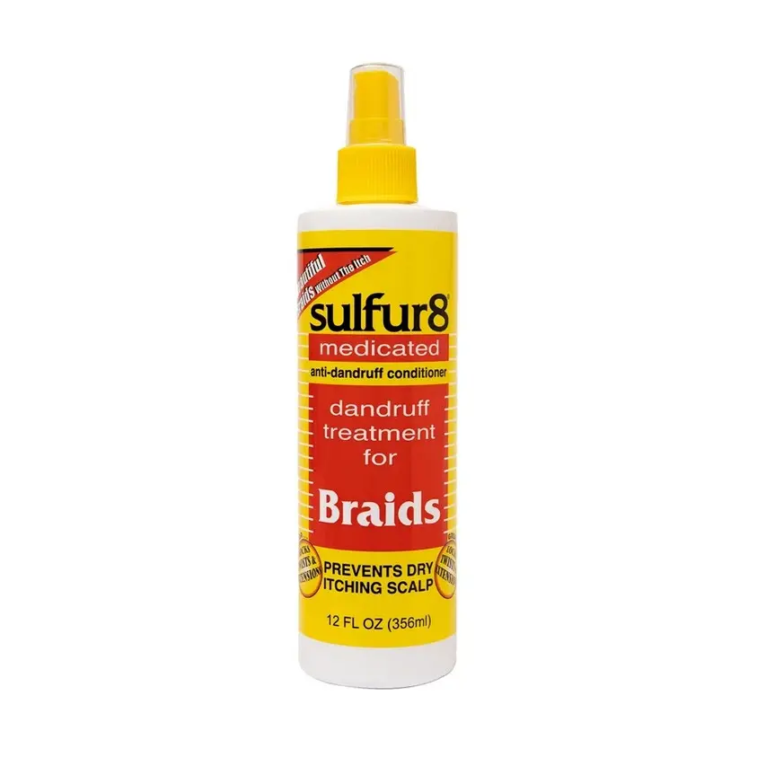 Sulfur 8 Medicated Anti-Dandruff Conditioner, Scalp Care and Itch Relief for Braids, Locs, and Twists, Spray Bottle, Dry And Itching Scalp