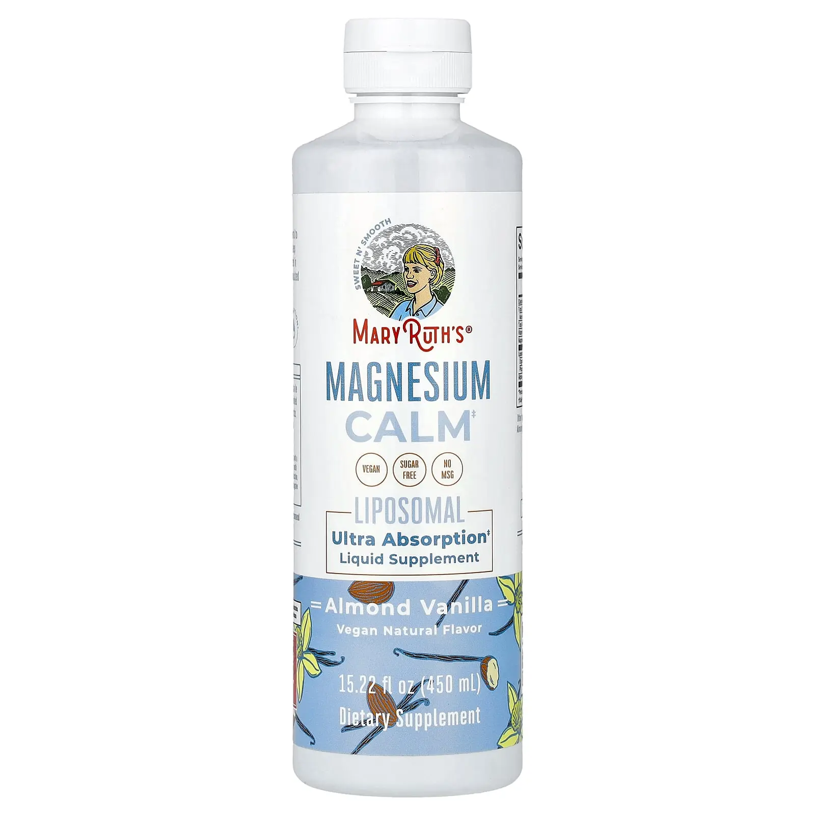 MaryRuth's Magnesium Calm Liposomal, Almond Vanilla, 15.22 fl oz (450 ml)