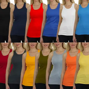 Women's Regular Fit Cotton Blend Ribbed Tank Tops - Soft Breathable, Gym & Lounge Wear (M-2XL)