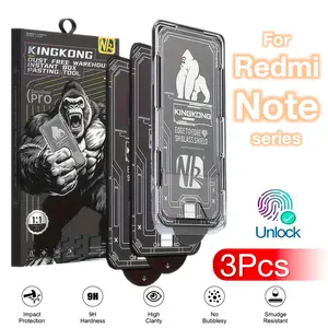 3-piece set suitable for Rdemi Note 14 13 14s 13r 12 12r Pro+4G 5G mobile phone screen tempered glass protective film, automatic positioning, 9H hardness, super smooth, dust-free, all inclusive top-level protection