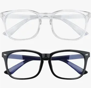 Gifts For Boyfriend Computer Game Glasses Blue Light Rectangle Lens Extra Wide Frame Lightweight Comfort Eyeglasses For Gaming TV Phones Thanksgiving Fashion Gifts