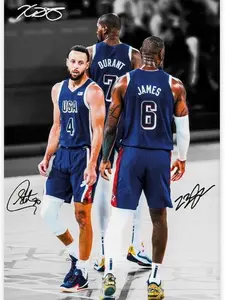 Lebron James,Steph Curry, Kevin Durant Canvas Poster Wall Art Decor Print Picture Paintings for Living Room Bedroom Decoration