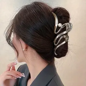 Christmas Gift 4PCS Silver Metal Hair Claw Clips Hairpins for Women Non-Slip Styling Accessories, Secure Hold for Updos, Ponytails & Hair Bundles, Irregular Fashion Hair Clips Suitable for Thick & Fine Hair, Ideal Birthday, Wedding, New Year Gifts & Party