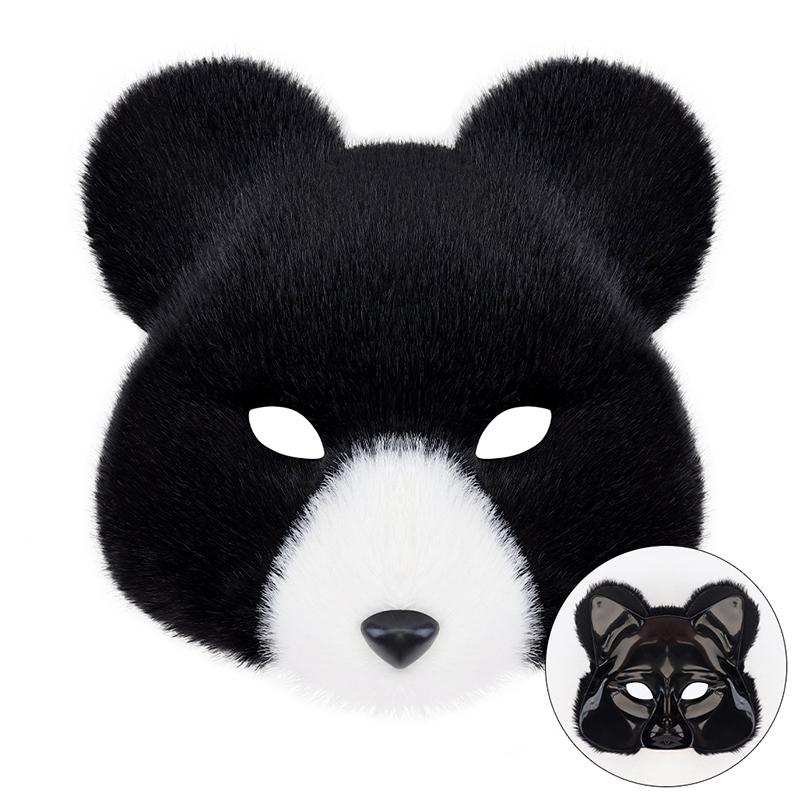 Furry Black Bear Cosplay Set – Plush Bear Mask, Paw Gloves & Tail for Halloween, Costume Parties & Cosplay Events