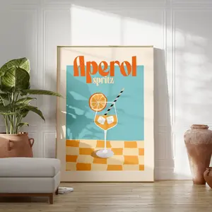 Sunset, Retro, Party, Man Cave, Vintage, Aperol Spritz Cocktail Print, Fun, A5/a4/a3/a2/a1/a0, Garden/kitchen Bar, Kitchen Disco