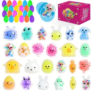 24PCS Easter Squishies Set – Bunny Stress Balls for Adults & Kids, Easter Basket Stuffers, Bulk Squishy Toys for Stress Relief, Fidget, Egg Fillers & Easter Gifts