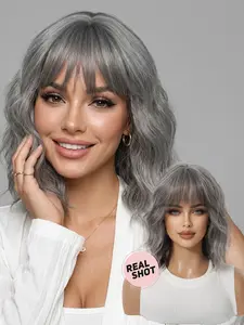 Women's Curly Short Wig with Bangs, Natural Style, Perfect for Daily Wear, Parties, Travel, All Seasons
