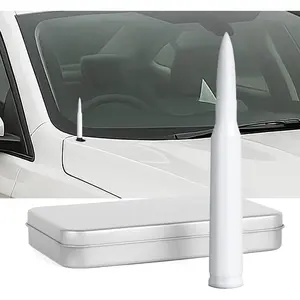 Bullet Antenna Compatible with Ford F150 Raptor 2009-2025 & Ford Bronco, Optimized FM/AM Reception | 50 Cal Antenna | Car Wash Proof | White