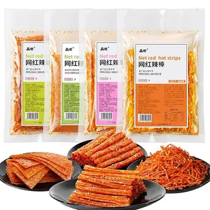 4 Pack Latiao Spicy Strips Chinese Snacks, Spicy Snacks Latio Spicy Strips 70g/2.46 Ounces per Pack, 4 Combinations Packed (Medium Spicy)