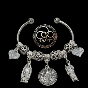 San Judas, Virgen de Guadalupe, San benito Silver bracelet
