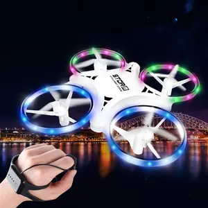 Fixed-Height Electronic Quadcopter Drone, Folding Portable Plastic Model with Gesture Control for Hands-Free Flight, Remote Control & Button Operation, Charging Capability