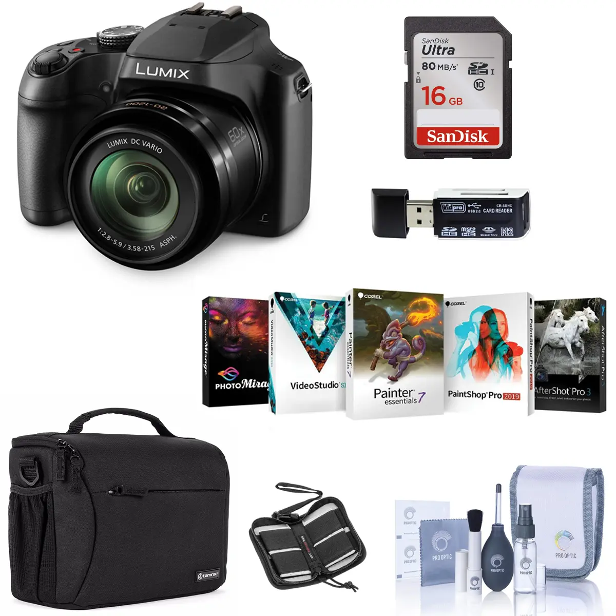 Panasonic LUMIX FZ80D Compact Camera with 20-1200mm Zoom Lens, Point and Shoot Digital Camera 4K Video and Photo Recording and Power Optical Image Stabilizer - Bundle with Shoulder Bag, 32GB SD Card