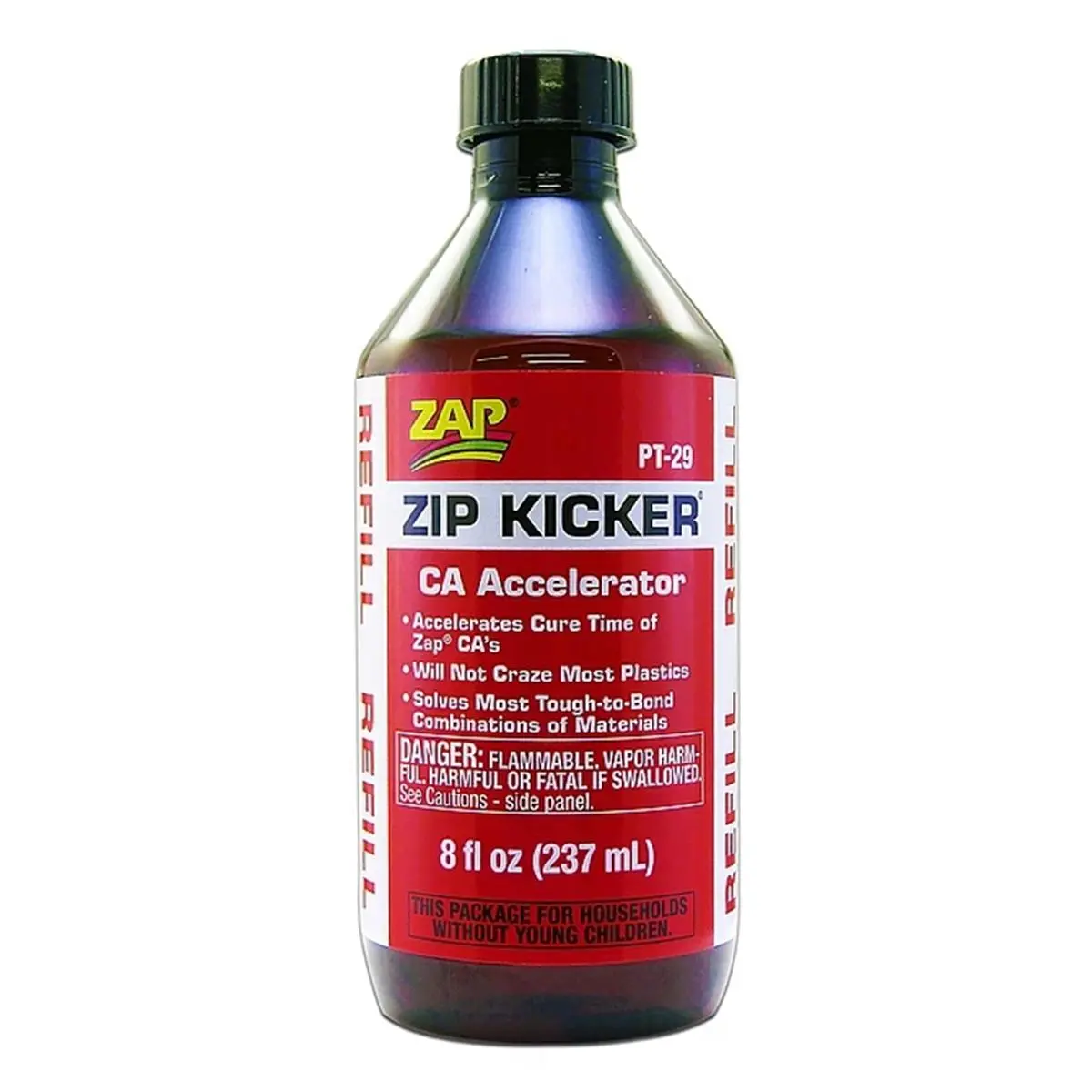 212 MAIN ZAP Glue Accelerator Zip Kicker Refill Bottle, 8 oz CA Glue Aid for Instant Cure, 8 oz Bottles